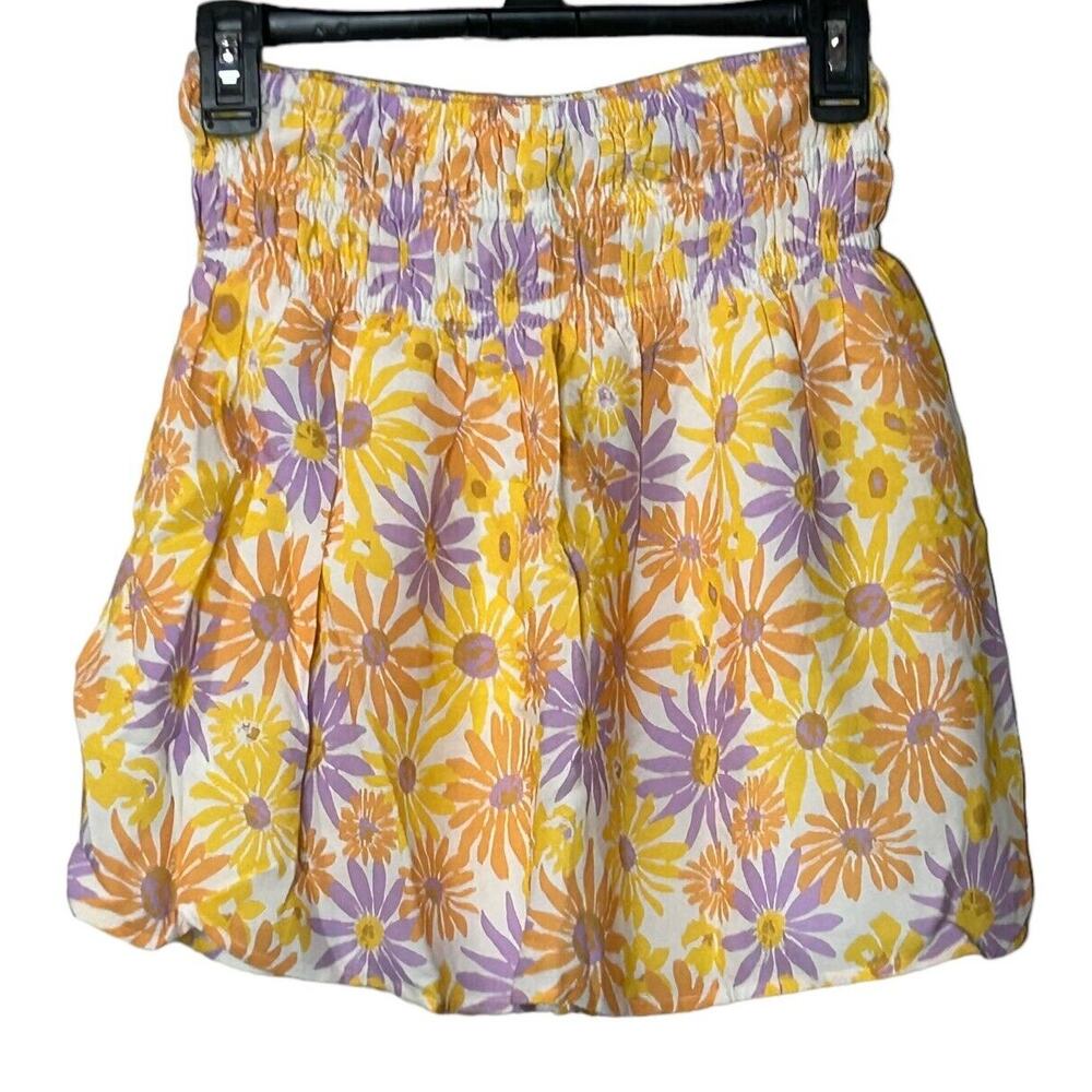 L*Space Jax Mini Skirt Swim Cover Oopsie Daisy Floral Yellow Women's Small NWT